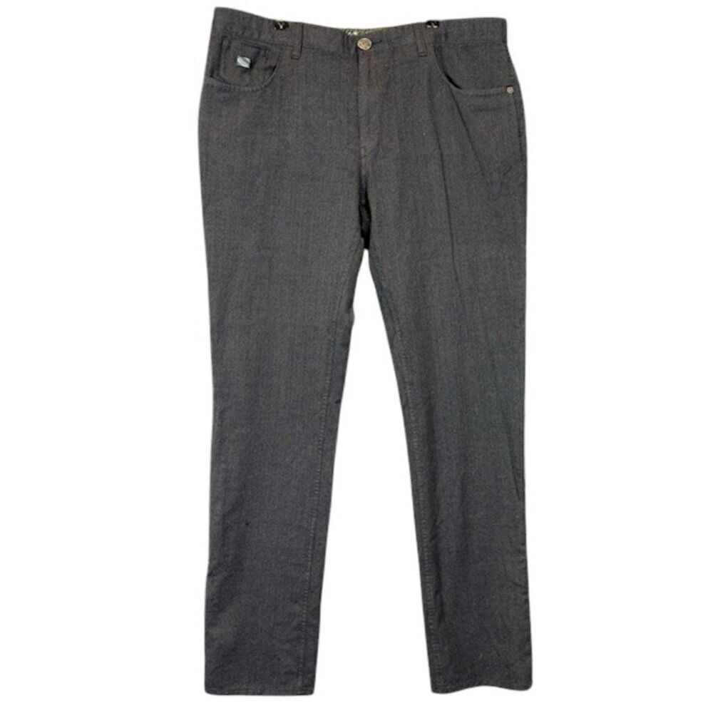 Robert Graham Slim Jim Wool Pants Chevron Textured Brown Black 36